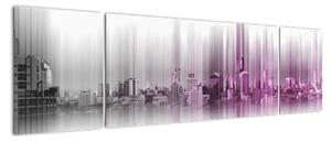 Obraz - Panorama miasta, różowo- szara (170x50 cm)