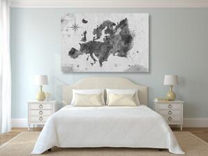 Obraz retro mapa Europy w wersji czarno-białej