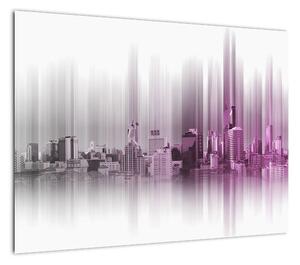 Obraz - Panorama miasta, różowo- szara (70x50 cm)