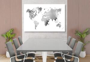 Obraz mapa świata w czarno-białej akwareli