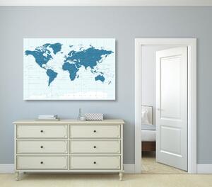 Obraz polityczna mapa świata w kolorze niebieskim