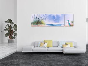 Obraz - Romantyczna plaża, obraz olejny (170x50 cm)