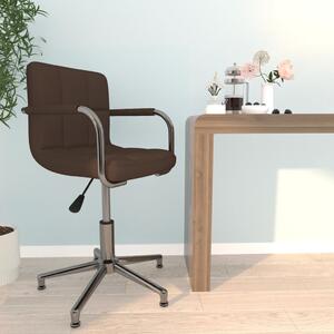 Obrotowe krzesło biurowe, brązowe, obite sztuczną skórą