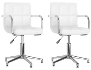 Obrotowe krzesła stołowe, 2 szt., białe, sztuczna skóra