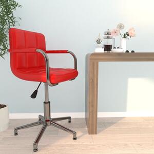 Obrotowe krzesło biurowe, czerwone, obite sztuczną skórą
