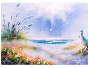 Obraz - Romantyczna plaża, obraz olejny (70x50 cm)