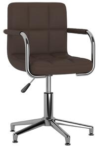 Obrotowe krzesło biurowe, brązowe, obite sztuczną skórą