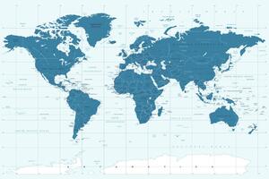 Obraz mapa polityczna świata w kolorze niebieskim na korku