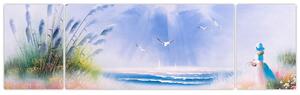 Obraz - Romantyczna plaża, obraz olejny (170x50 cm)