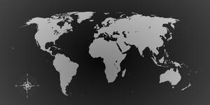 Obraz na korku mapa świata w odcieniach szarości