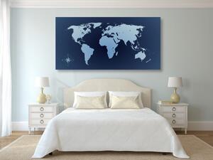 Obraz mapa świata w odcieniach niebieskiego