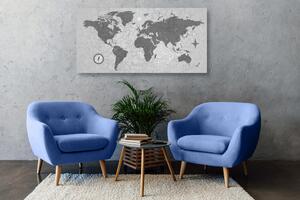Obraz mapa świata z kompasem w stylu retro w wersji czarno-białej