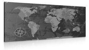 Obraz rustykalna mapa świata w wersji czarno-białej