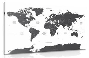 Obraz mapa świata z zaznaczonymi na szaro poszczególnymi krajami