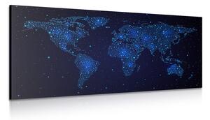 Obraz mapa świata z nocnym niebem