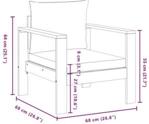 Zestaw Mebli Ogrodowych Komplet Wypoczynkowy Z Poduszkami 3-Częściowy Drewno Na Taras Balkon Ogród