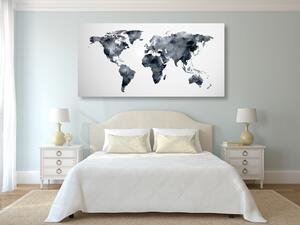 Obraz na korku mapa świata w stylu wielokątów w wersji czarno-białej