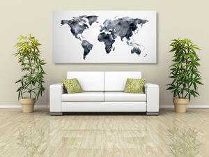 Obraz na korku mapa świata w stylu wielokątów w wersji czarno-białej