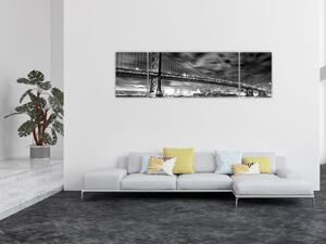Obraz - Most Benjamina Franklina, Filadelfia, czarno -biały (170x50 cm)