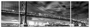 Obraz - Most Benjamina Franklina, Filadelfia, czarno -biały (170x50 cm)