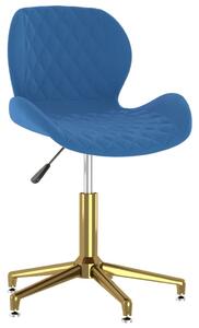 Obrotowe krzesło stołowe, niebieskie, obite aksamitem