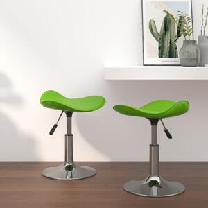 Krzesła stołowe, 2 szt., zielone, chromowana stal i skóra