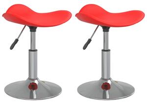 Krzesła stołowe, 2 szt., czerwone, chromowana stal i skóra