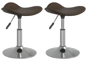 Krzesła stołowe, 2 szt., brązowe, chromowana stal i skóra