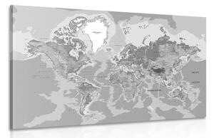 Obraz klasyczna mapa świata w wersji czarno-białej
