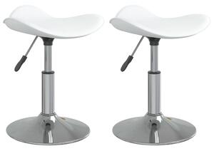 Krzesła stołowe, 2 szt., białe, chromowana stal i skóra