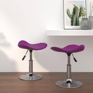 Krzesła stołowe, 2 szt., fioletowe, chromowana stal i skóra