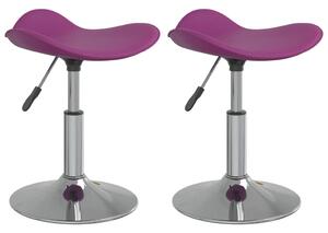 Krzesła stołowe, 2 szt., fioletowe, chromowana stal i skóra