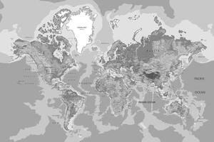 Obraz na korku klasyczna mapa świata w wersji czarno-białej