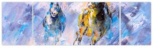 Obraz biegnących koni, obraz olejny (170x50 cm)