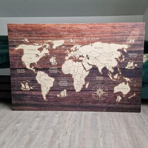 Obraz mapa na drewnie