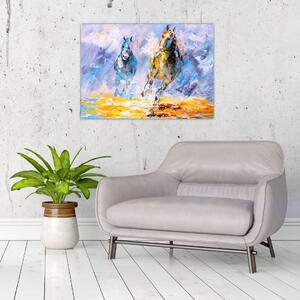 Obraz biegnących koni, obraz olejny (70x50 cm)
