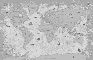 Obraz na korku mapa w wersji czarno-białej