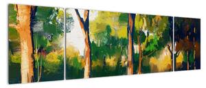 Obraz lasu w letnim słońcu, malarstwo (170x50 cm)
