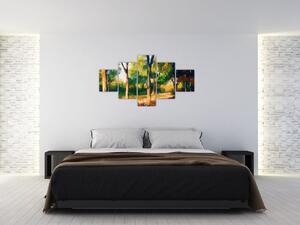 Obraz lasu w letnim słońcu, malarstwo (125x70 cm)