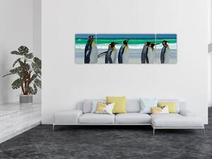Obraz - Grupa Pingwinów królewskich (170x50 cm)