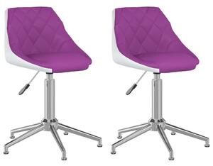 Obrotowe krzesła stołowe, 2 szt., fioletowo-białe, ekoskóra