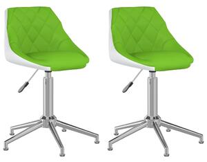 Obrotowe krzesła stołowe, 2 szt., zielono-białe, ekoskóra
