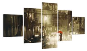 Obraz - Kobieta w deszczową noc (125x70 cm)