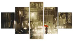 Obraz - Kobieta w deszczową noc (125x70 cm)