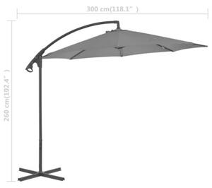 Parasol wiszący ze stalowym słupkiem, 300 cm, antracytowy