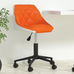 Obrotowe krzesło biurowe, pomarańczowo-białe, sztuczna skóra