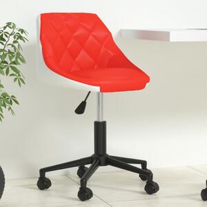 Obrotowe krzesło biurowe, czerwono-białe, sztuczna skóra