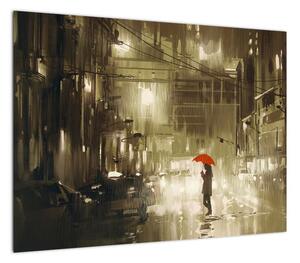 Obraz - Kobieta w deszczową noc (70x50 cm)