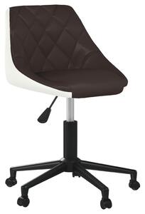 Obrotowe krzesło biurowe, brązowo-białe, sztuczna skóra