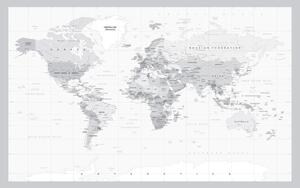 Obraz na korku klasyczna czarno-biała mapa z szarą ramką
